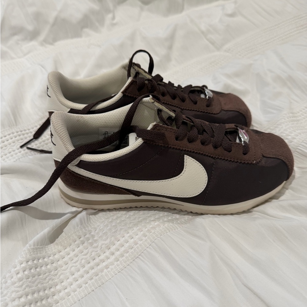 Nike Women’s Chocolate Brown and Cream Cortez Sneakers